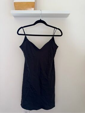 DANNIJO Black Silk Slip Dress with Thin Straps